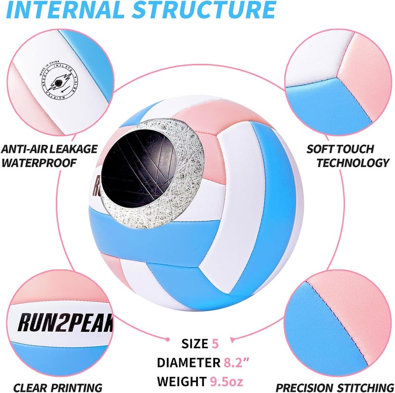 RUN2PEAK Soft Touch Volleyball Ball Gifts for Teen Girls Kids Youth Team Beginners Durable Volleyballs for Outdoor Indoor Beach Pool Water Play Official Size 5 Training Practice Volley Ball - Image 5